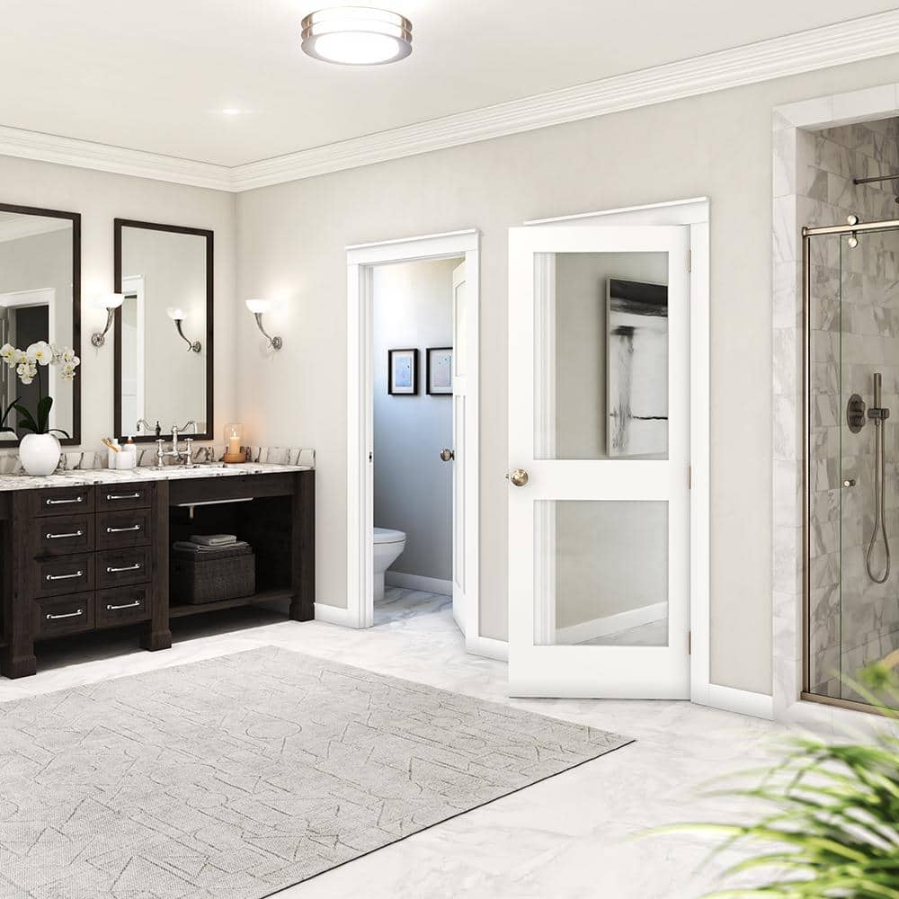 32" x 80" White Primed Pine 2-Lite Interior Door Slab