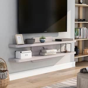 Eustache 60 in. White Oak Wood Floating TV Stand Fits TVs Up to 66 in. with Wall Mount Feature