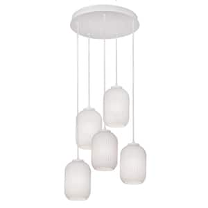 Callie 5-Light White Shaded Pendant Light