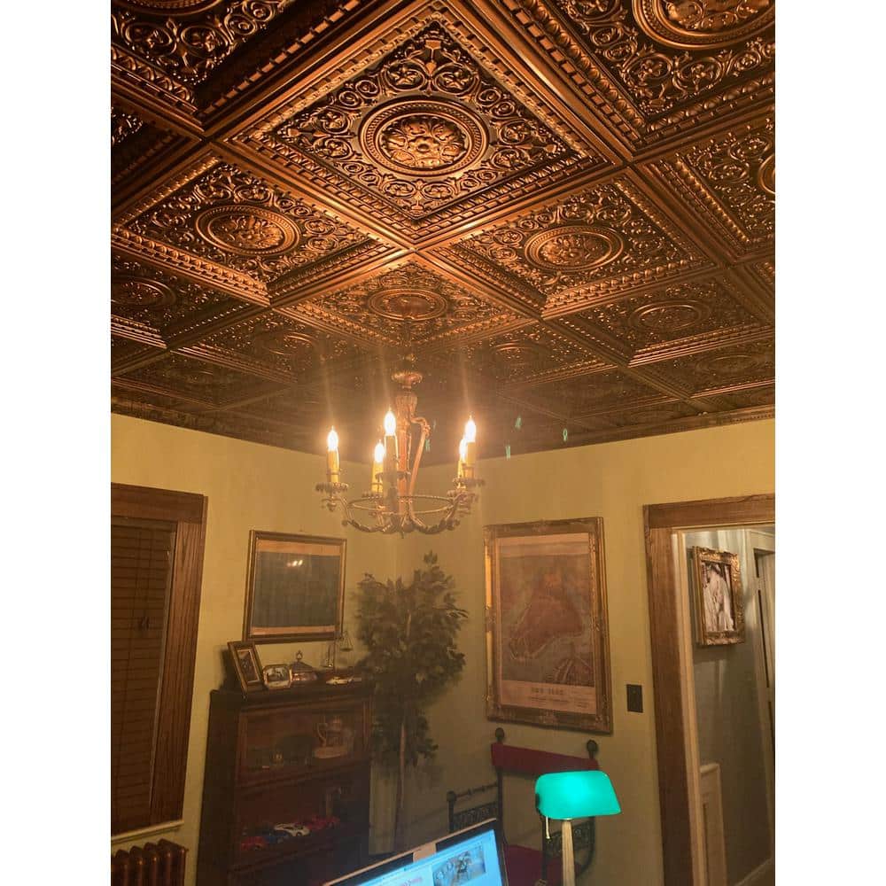 Antique Copper 2' x 2' PVC Drop-In Ceiling Tile Set
