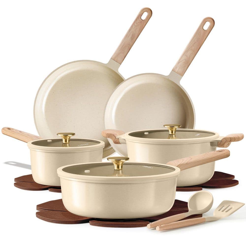 14-Piece Oatmeal Aluminum Cookware Set, Non-Toxic Kitchen Cooking Set, PFAS and PFOA Free, Safely and Easily price history on PriceWatchPro