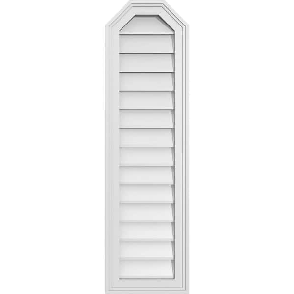 Ekena Millwork 12 in. x 42 in. Octagonal Top Surface Mount PVC Gable Vent: Decorative with Brickmould Frame