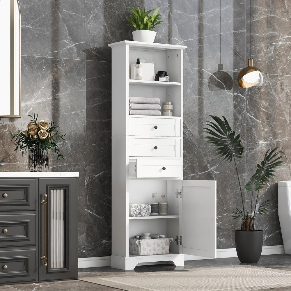 Multifunctional MDF Storage Cabinet with Adjustable Shelves and 3-Drawers f