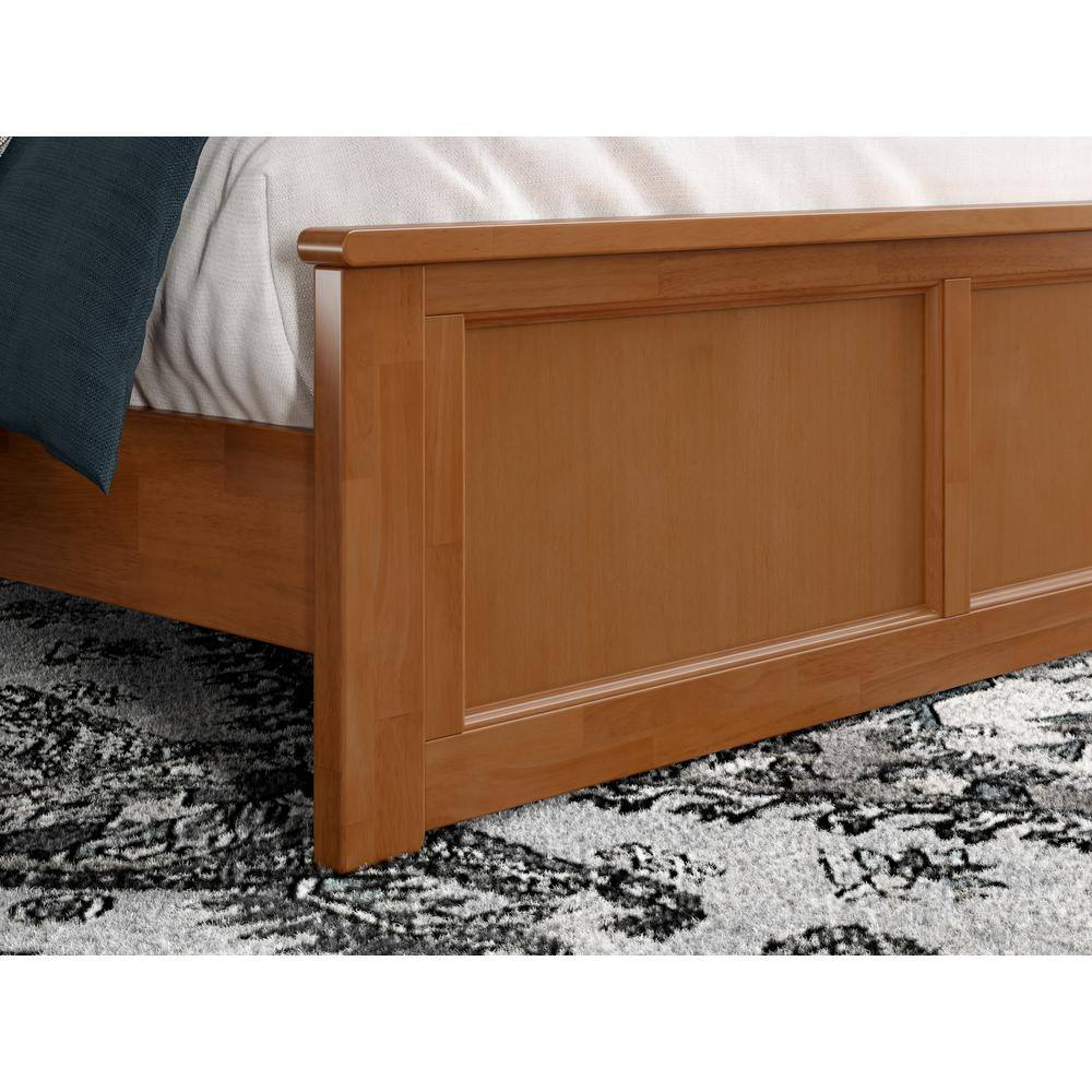 Charlotte King Light Toffee Wood Platform Bed with Headboard