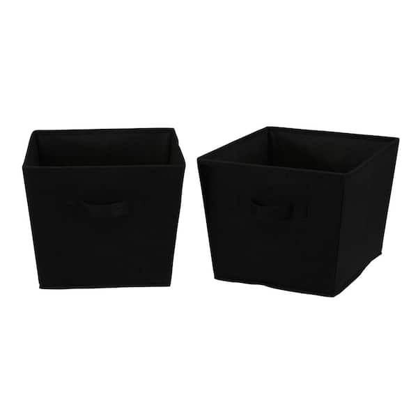 HOUSEHOLD ESSENTIALS 7 gal. Medium Fabric Storage Bins in Black Linen 2-Pack