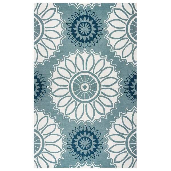Rizzy Home Azzura Hill Blue Medallion 5 ft. x 8 ft. Indoor/Outdoor Area Rug