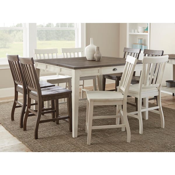 Steve Silver Cayla Dark Oak White 54, Dark Dining Room Table With White Chairs