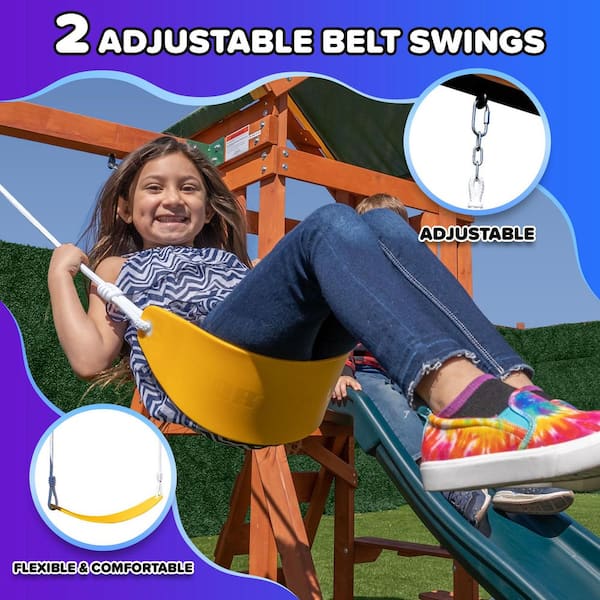 SPORTSPOWER Scottsdale Wood Swing Set with Slide, Sandbox and