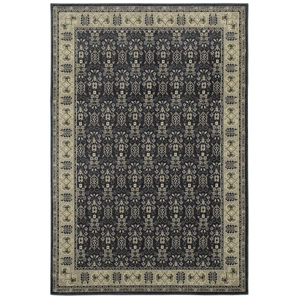 Gianna Indigo 8 ft. x 10 ft. Border Area Rug