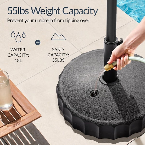 bcp plastic patio umbrella base Best Choice Products Fillable Plastic Patio Umbrella Base Stand, Pole Holder w/ Adjustment Knob, Fluted Style