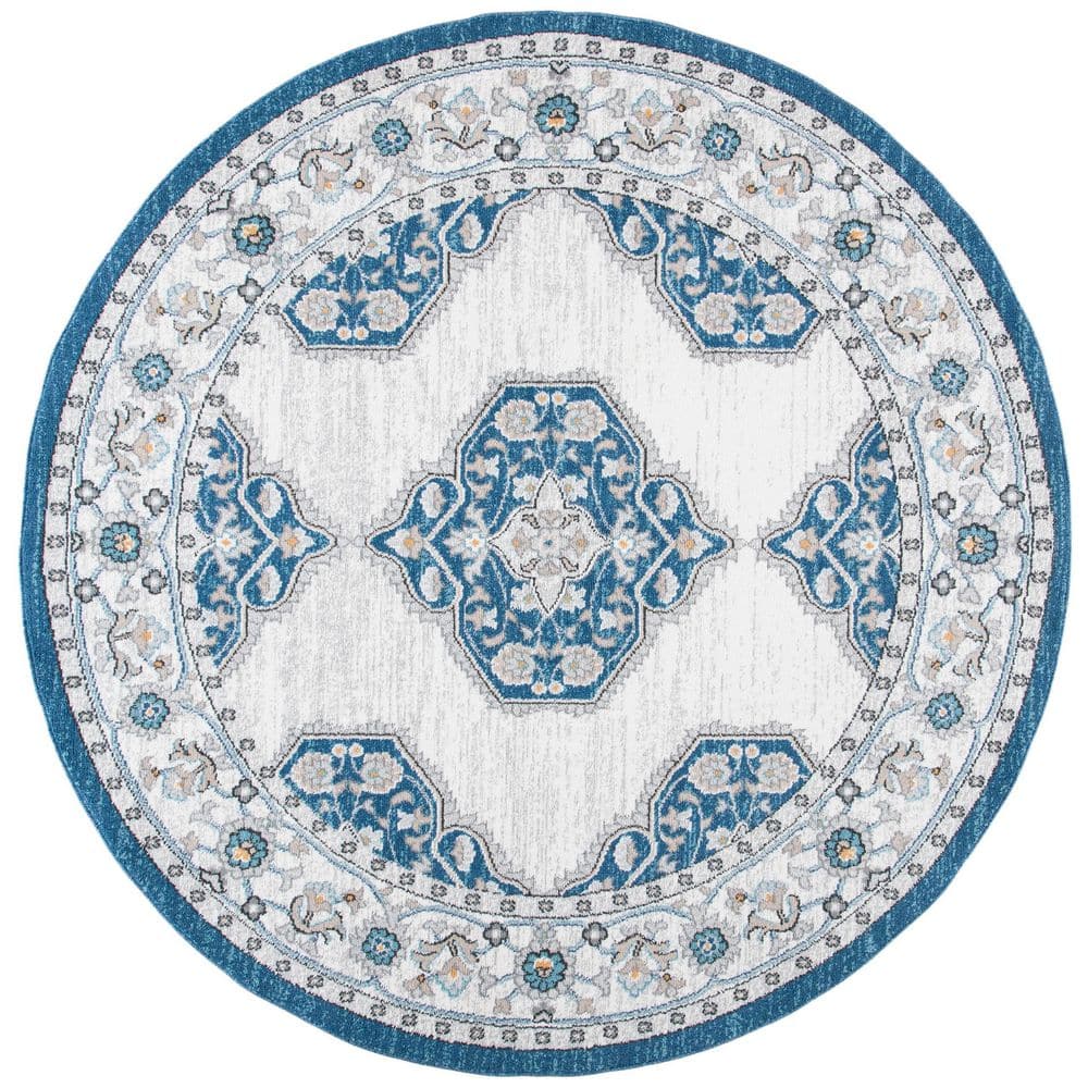 Liberty 7 ft. x 7 ft. Dark Blue/Ivory Medallion Florla Round Area Rug price history on PriceWatchPro