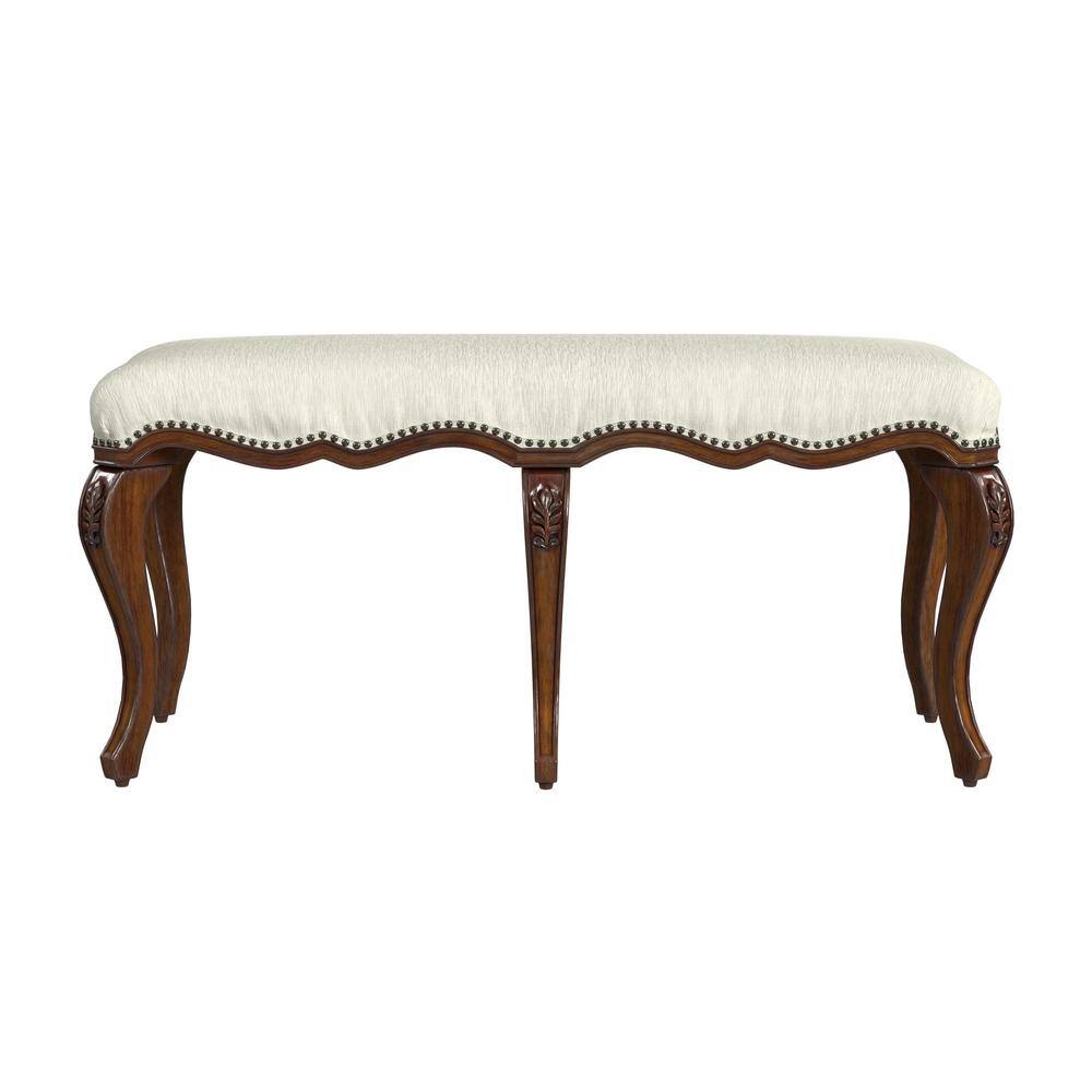Michelline Light Cherry and Cream Upholstered Bench