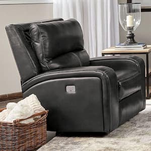 Donforto Charcoal Leather Power Recliner Chair