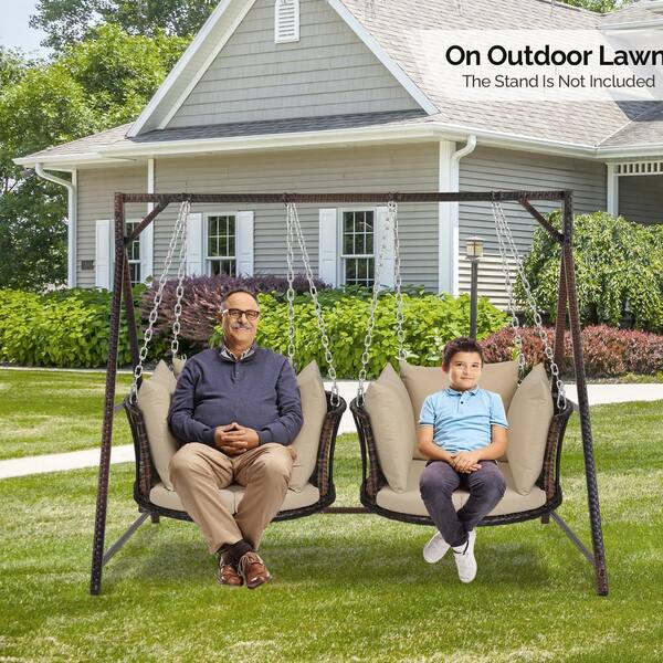 Karl home Single Person Wicker Porch Swing with Cushion