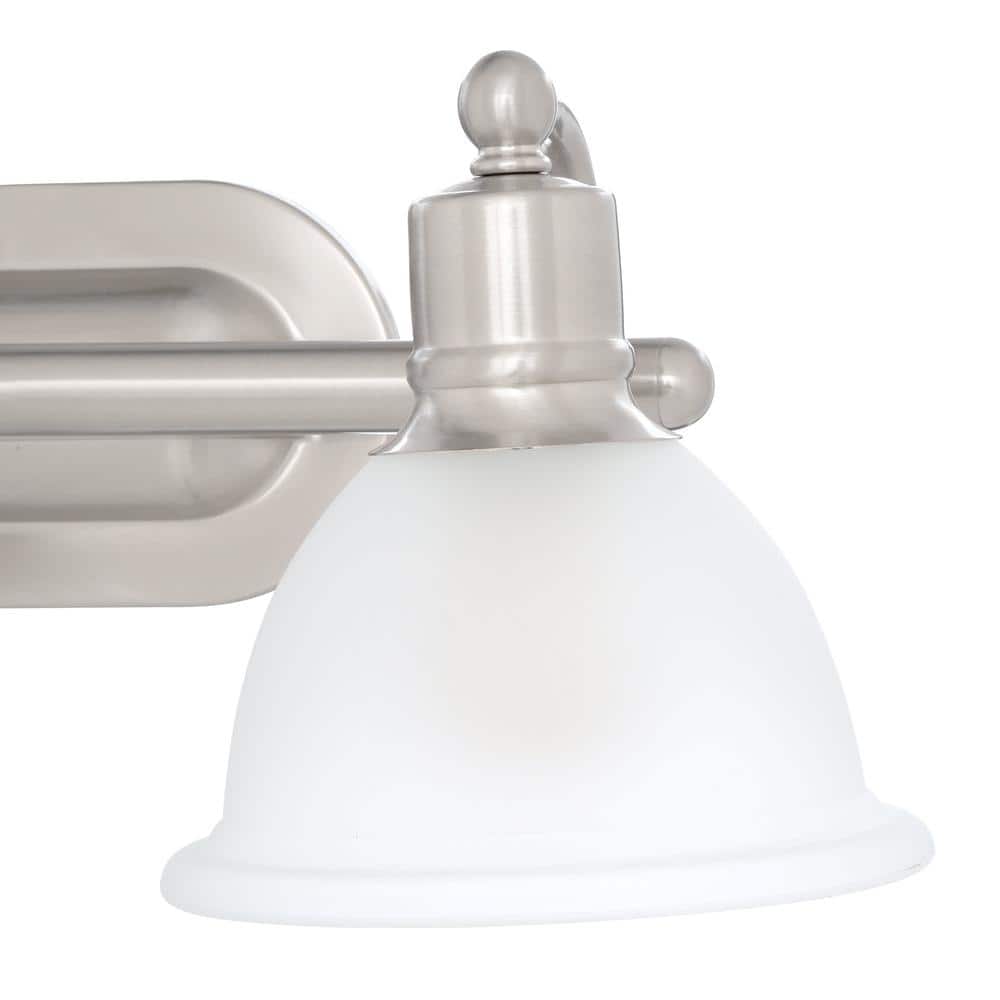 Madison Brushed Nickel 3-Light Wall Sconce with White Etched Glass