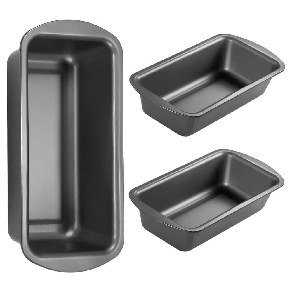 3-Pack 10.0 x 5.3 in. Loaf Pan Set, With Wide Grips Nonstick Bread Tin, 1 lb. Perfect for Homemade Baking, Gray price history on PriceWatchPro