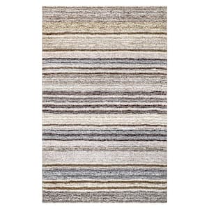 Classie Striped Shag Beige 8 ft. x 10 ft. Area Rug