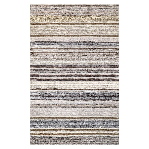 nuLOOM Classie Striped Shag Beige 8 ft. x 10 ft. Area Rug