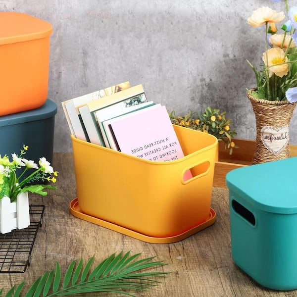 Multi-Colored 10.2 in. x 6.3 in. Plastic Decorative Basket Set of