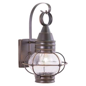 Chatham 1 Light Bronze Coastal Outdoor Wall Lantern Clear Glass