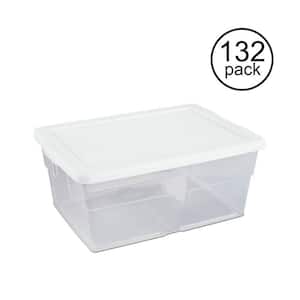 16 qt. Plastic Stacking Storage Container Box w/ Lid in Clear, 132-Pack