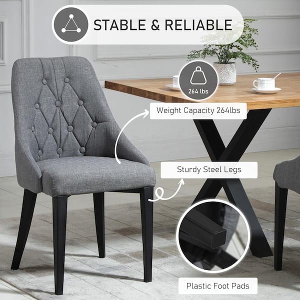 Homcom Dark Grey Modern Style Dining, Dining Chairs High Weight Capacity