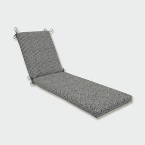 23 x 30 Outdoor Chaise Lounge Cushion in Grey/Ivory Herringbone