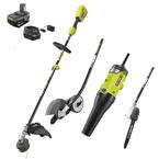 ONE+ 18V Brushless 15 in. Cordless String Trimmer w/ Edger, Pole Saw and Blower Attachment w/ 4.0 Ah Battery and Charger