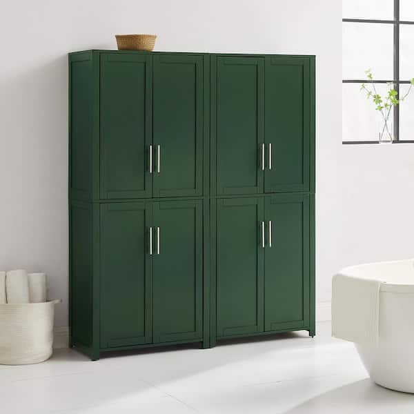 CROSLEY FURNITURE Savannah Hunter Green Wood 56 in. Pantry Cabinet