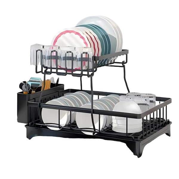 Gold Stainless Steel Standing Dish Rack with Caddy