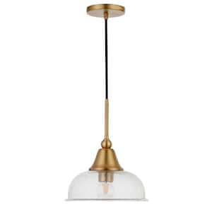 Magnolia 1-Light Brass Single Pendant with Seeded Glass Shade
