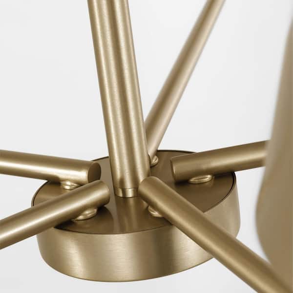 Generation Lighting - Ender 32.63 in. W x 10.5 in. H 5-Light Satin Brass Modern Chandelier with Steel Shades and No Bulbs Included