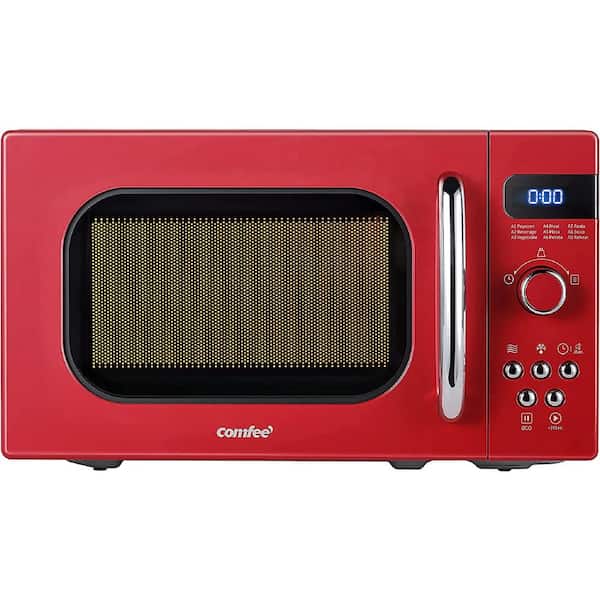 Comfee' 0.7 cu. ft. 700 Watt Compact Countertop Microwave in Red with Safety lock
