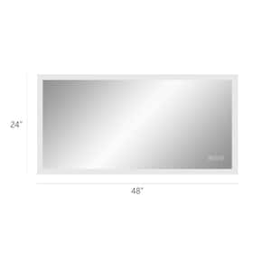 48 in. W x 24 in. H Rectangular Frameless LED Lighted Anti-Fog Wall Mounted Bathroom Vanity Mirror in Silver