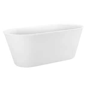 59 in. x 28 in. Acrylic Freestanding Bathtub Oval Shape Soaking Bathtub in Gloss White