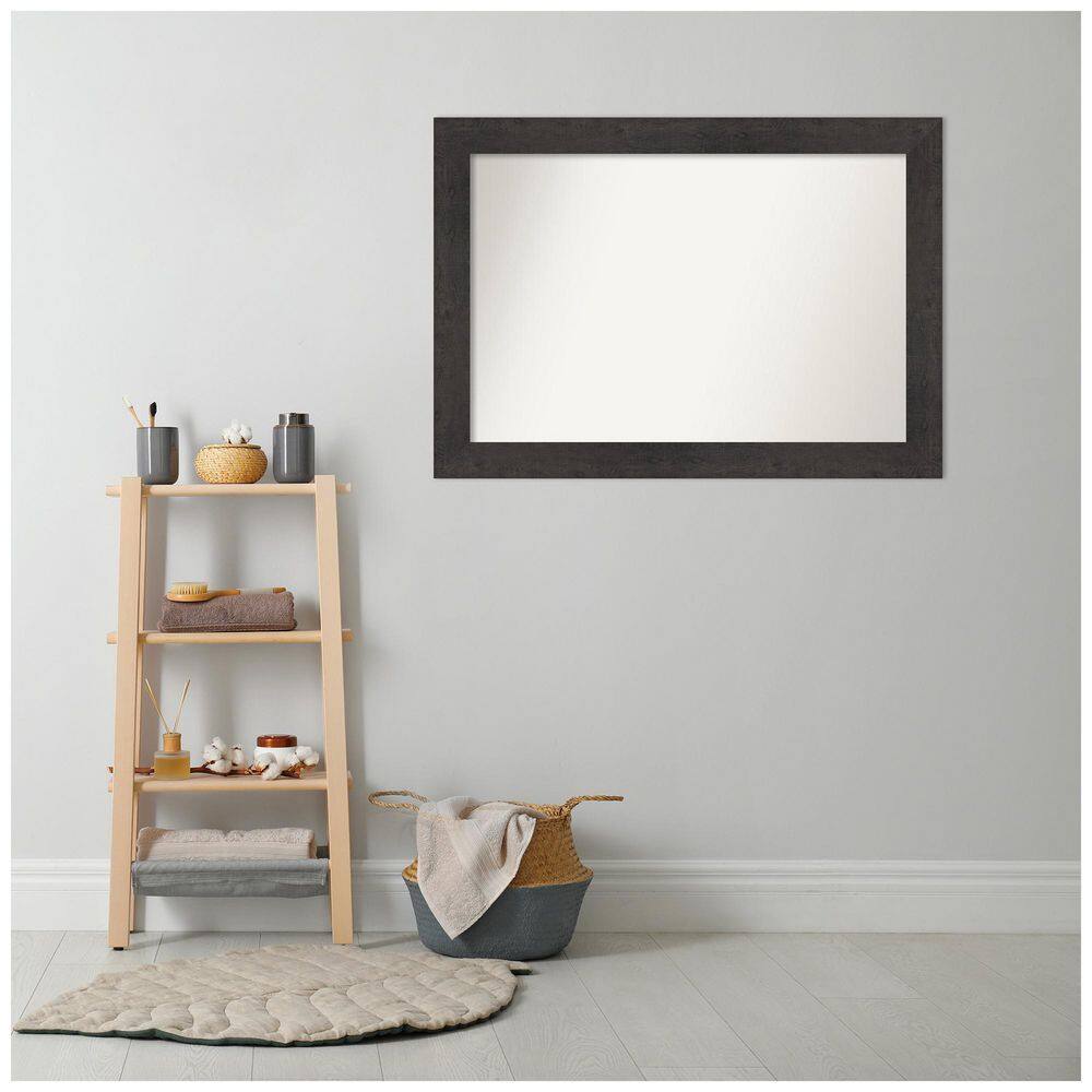 42" x 30" Rustic Espresso Wood Bathroom Vanity Mirror