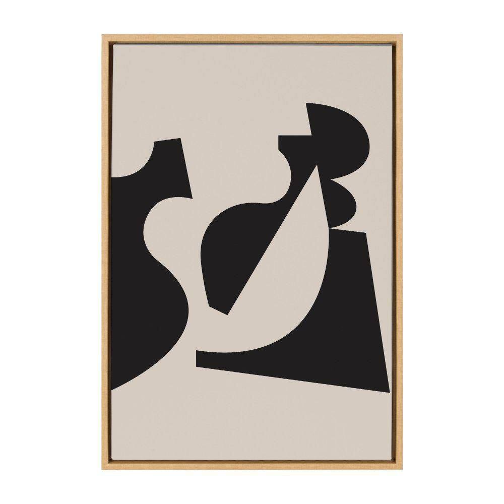 Natural Black and Beige Abstract Canvas Wall Art, 23x33