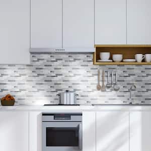 Take Home Tile Sample - Lombard Fog White 4.5 in. x 4.5 in. Interlocking Semi-Polished Marble Mosaic