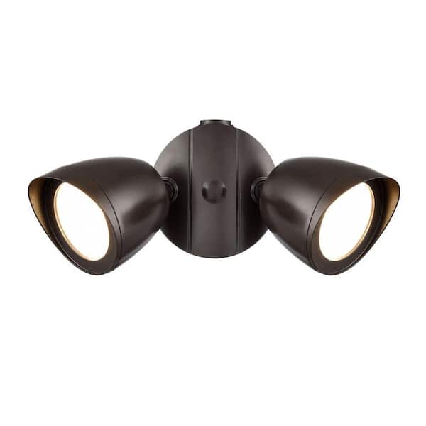 4.25 in. 20W 1400 Lumen 40° Powder Coated Bronze 2-Light Integrated LED Outdoor Security Flood Light