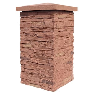 Slatestone Arizona Red 30 in. x 16 in. Faux Polyurethane Stone Column Wrap (4-Piece)