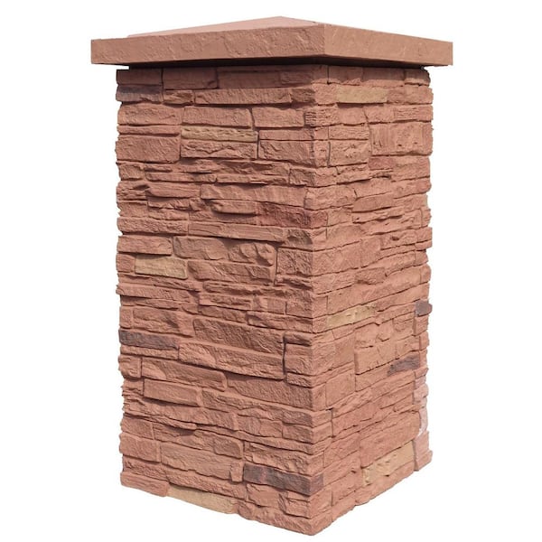 NextStone Slatestone Arizona Red 30 in. x 16 in. Faux Polyurethane Stone Column Wrap (4-Piece)