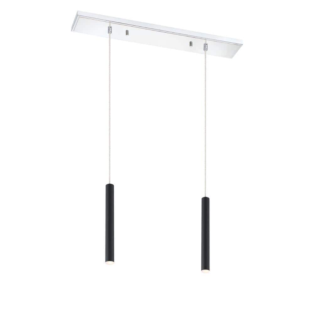 Forest 5-Watt 2-Light Integrated LED Chrome Shaded Chandelier with Matte Bl