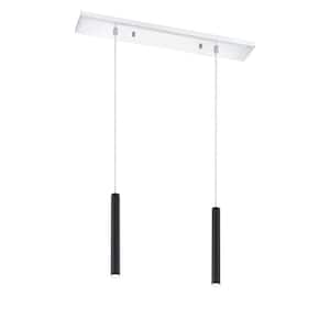 Forest 5-Watt 2-Light Integrated LED Chrome Shaded Chandelier with Matte Black Steel Shade