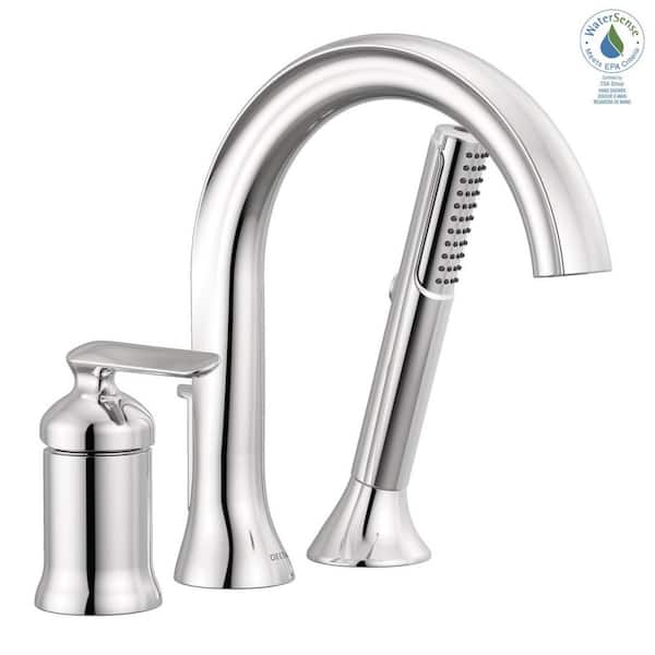 Delta Bonacci 1-Handle Roman Tub Trim in Lumicoat Chrome with Hand