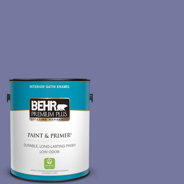 BEHR PREMIUM PLUS 1 gal. #630D-6 Palace Purple Satin Enamel Low Odor Interior Paint & Primer