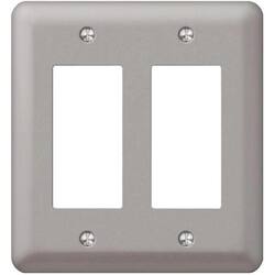 Hampton Bay Declan 2-Gang Pewter Rocker Smooth Steel Metal Wall Plate