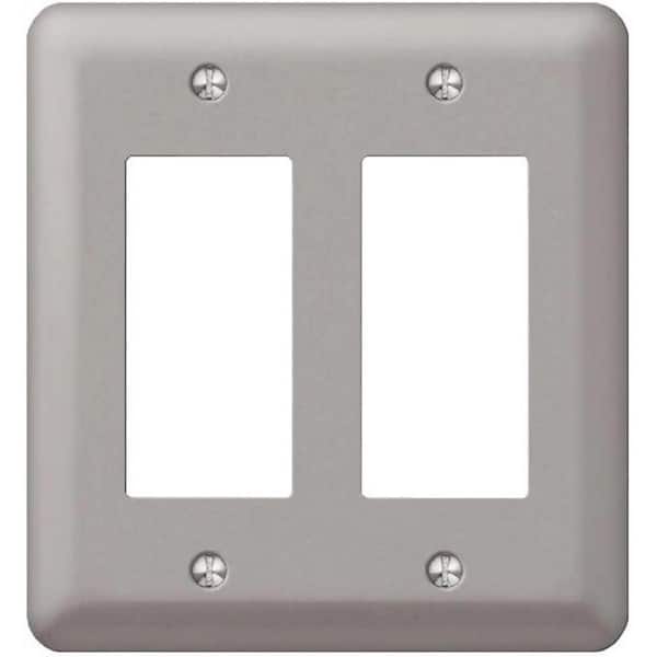 Declan 2-Gang Pewter Rocker Smooth Steel Metal Wall Plate