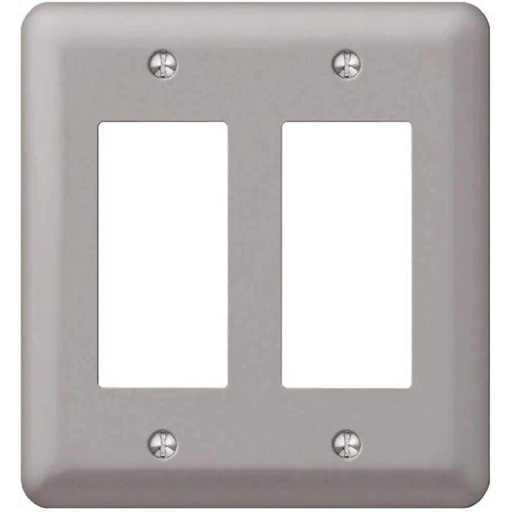 Hampton Bay Declan 2-Gang Pewter Rocker Smooth Steel Metal Wall Plate ...