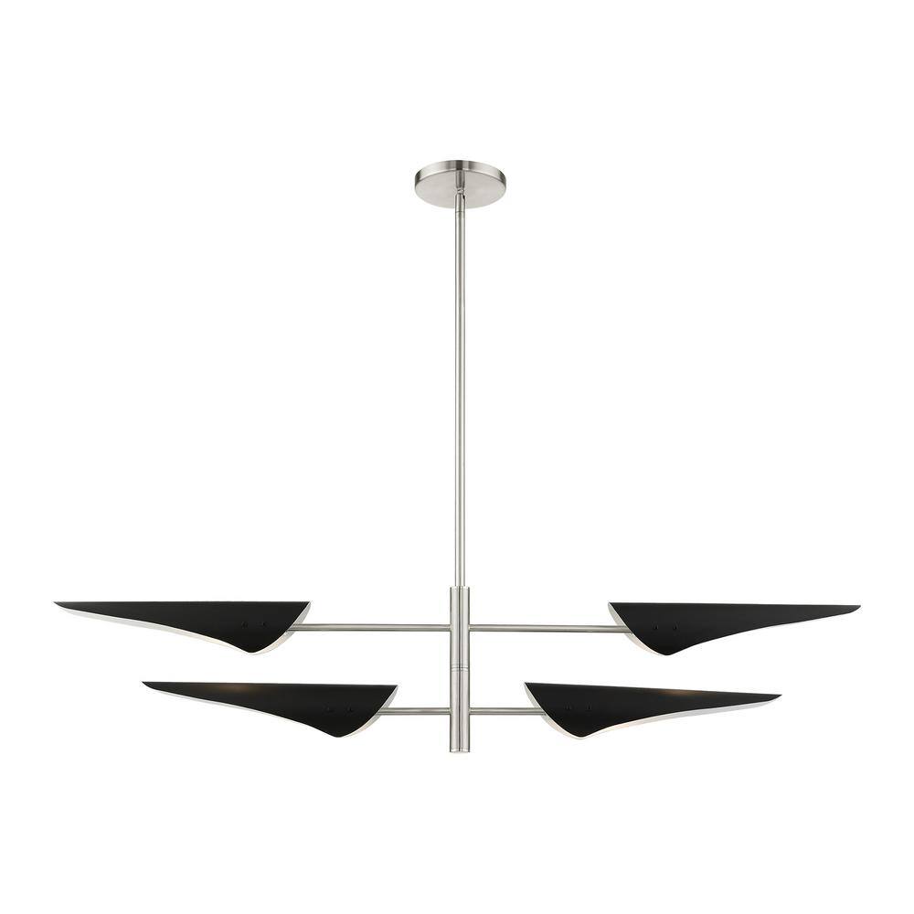 Brushed Nickel 4-Light Modern Pendant Chandelier