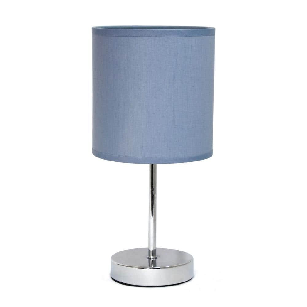 Simple Designs 11.89 in. Chrome Mini Basic Table Lamp with Purple ...